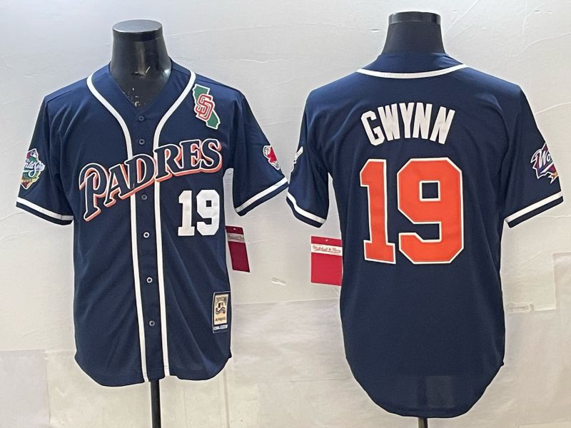 Men 2025 San Diego Padres #19 Gwynn Blue Game Throwback Nike MLB Jersey style 071